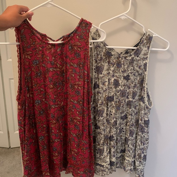 2 pack red and white/violet boho tank tops - Picture 2 of 10